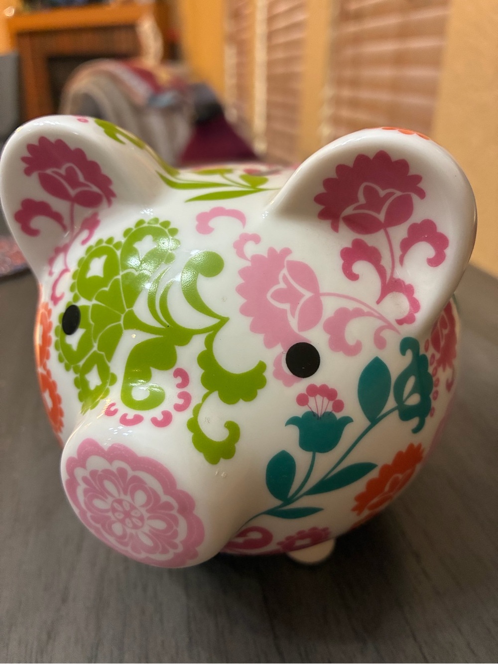 Vera Bradley Lilli Bell Ceramic Piggy Bank 4.5” Rare Colorful Bank Paisley